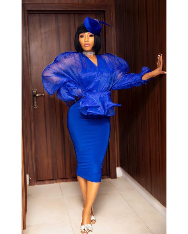 #BBNAIJA: Mercy Eke dazzles her fans rocking a sexy Blue gown while she ...